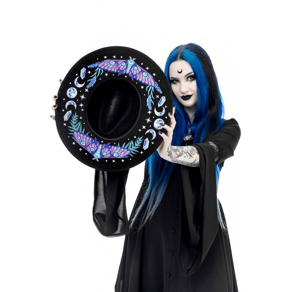 Restyle - Enchanted Forest Fedora hat - Wide brim - Black